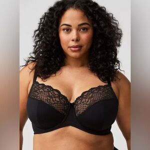 Torrid Black Full Coverage Bra Size 46D Lace Unlined Underwire